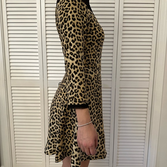ZARA LEOPARD PRINT DRESS WITH BLACK LACE DETAIL size XS - Picture 2 of 6